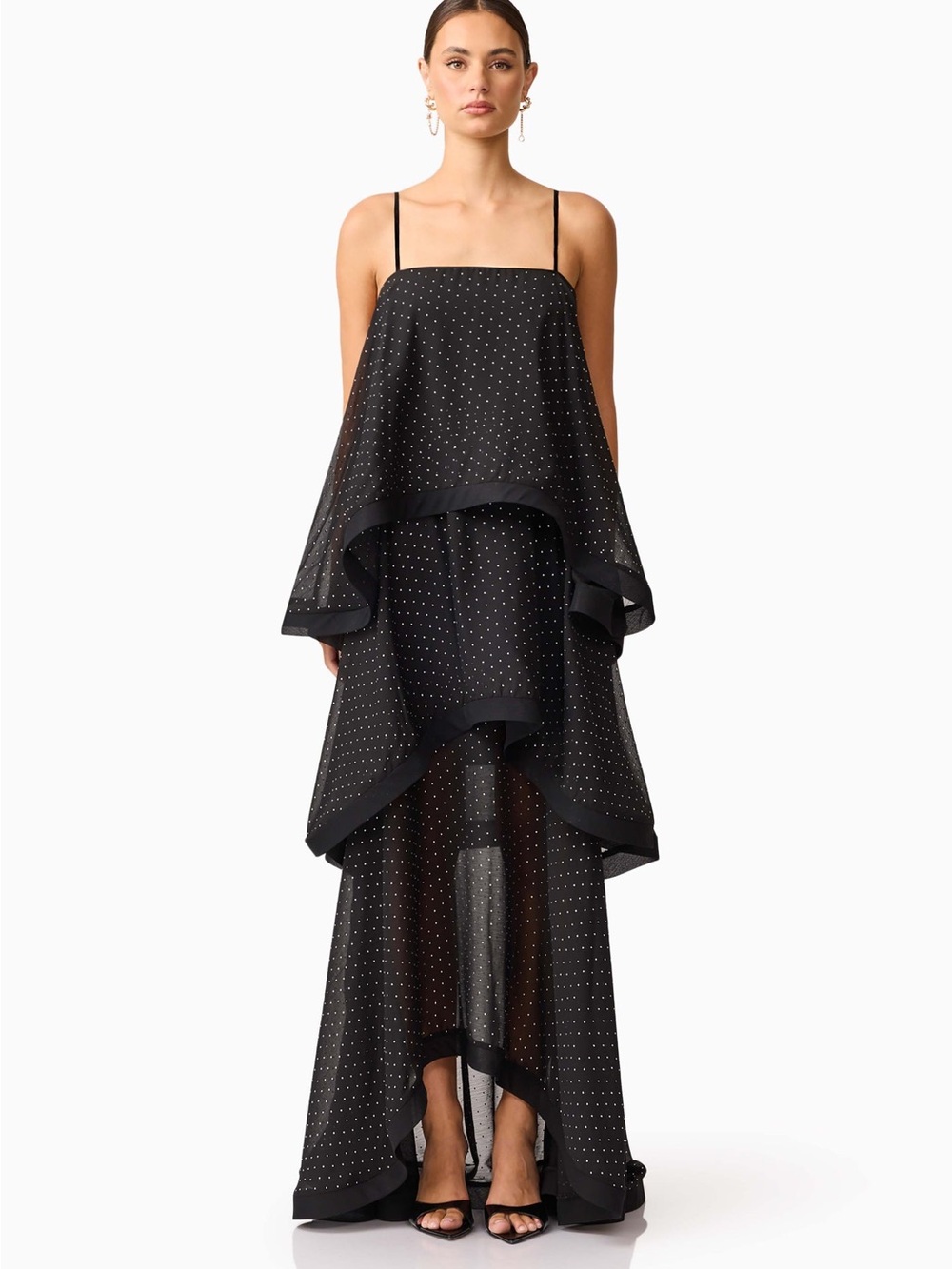 New Elliatt Moss Tiered Embellished Maxi Dress